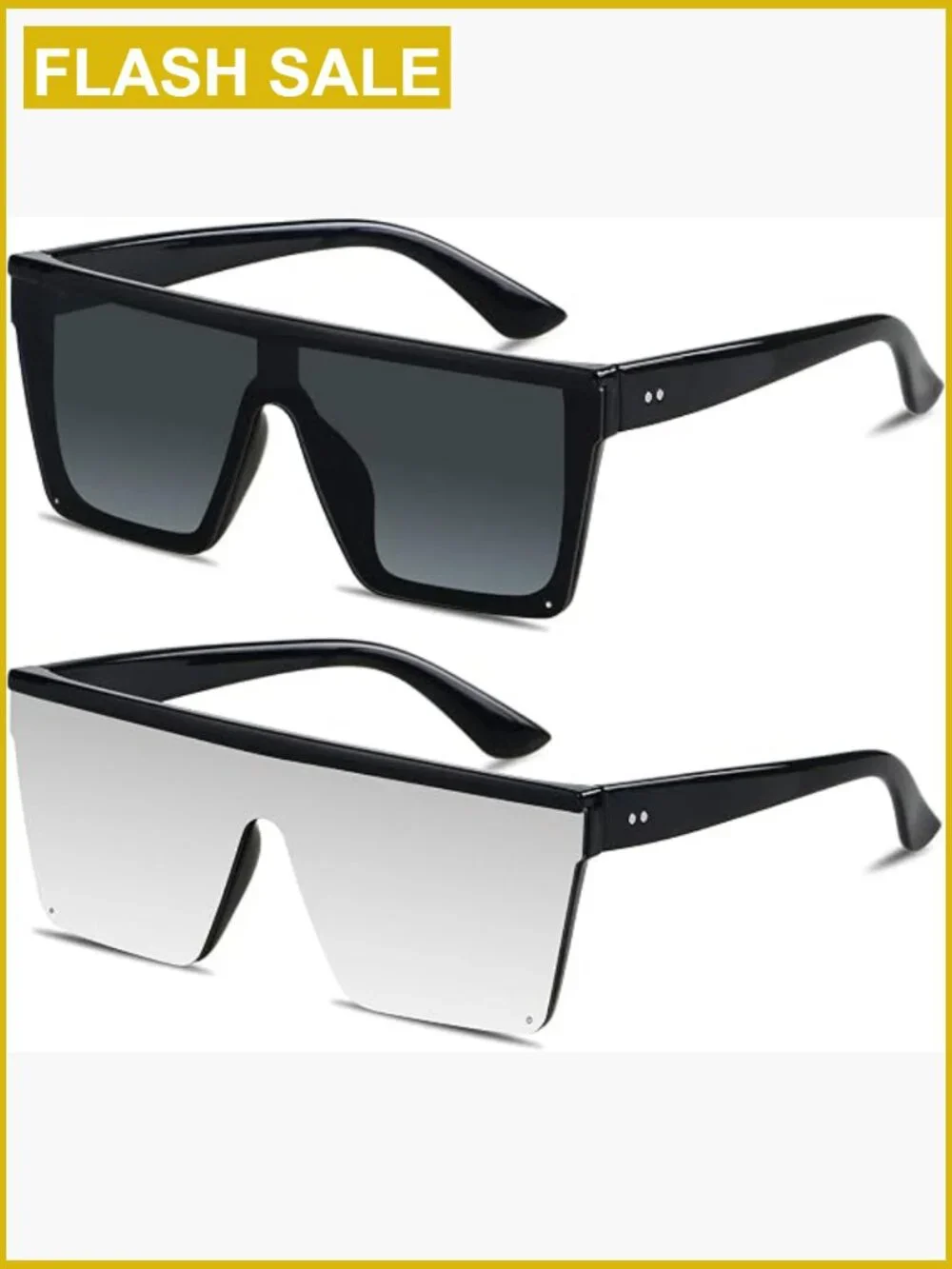 Oversized Square Flat Top Shield Sunglasses Large UV Protection Unisex
